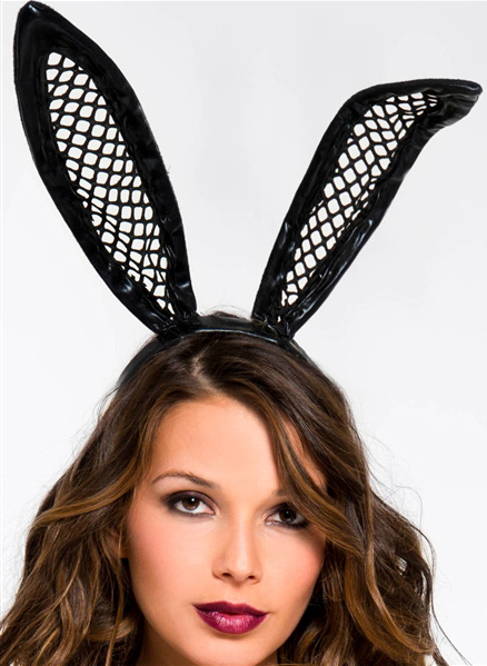 Black fishnet bunny rabbit ears